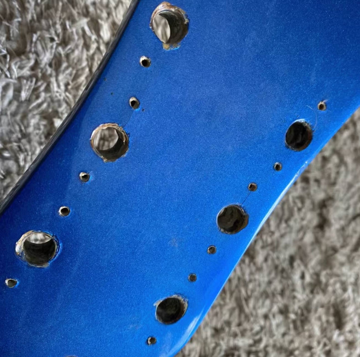 Metallic Blue Semi Hollow Jazz Guitar Body, Maple Neck, Rosewood Fingerboard