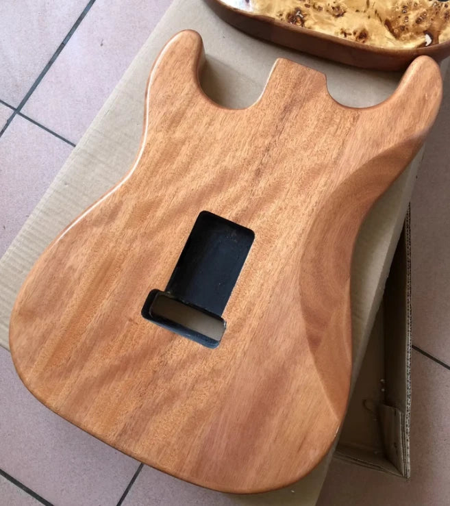 Mahogany Wood Guitar Body with Spalted Maple Top Fit ST