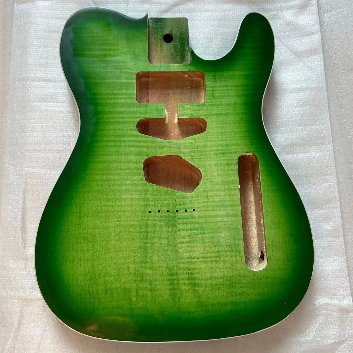 Green Burst Flame Maple Guitar Mahogany Wood Body Fit TL DIY Project