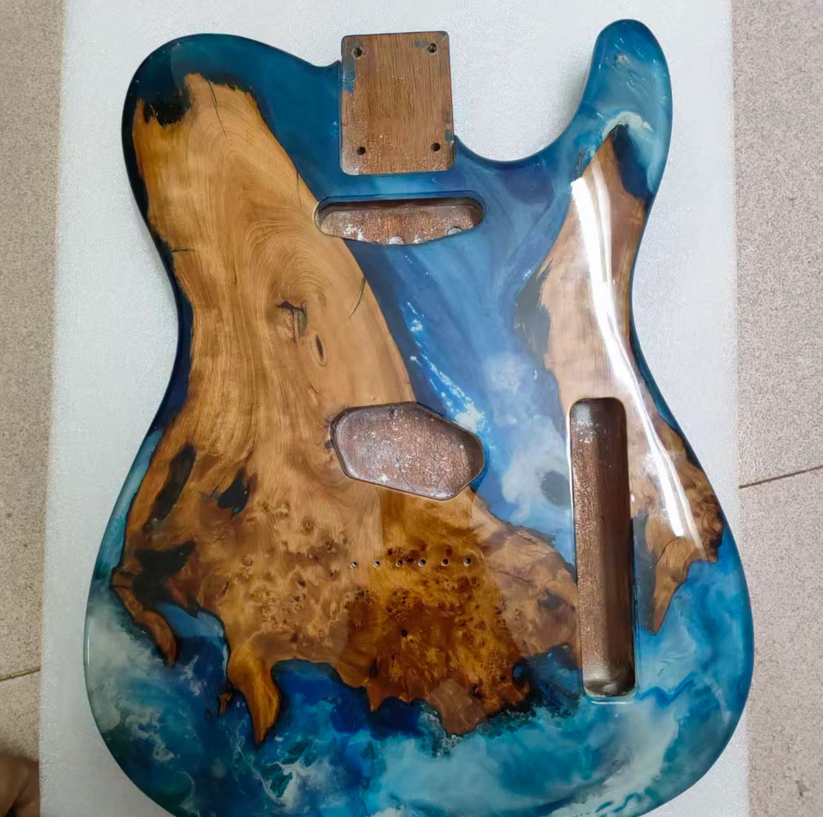 Custom Blue Finish Guitar Tele Mahogany Body with Resin Top Finish Fit Tele TL
