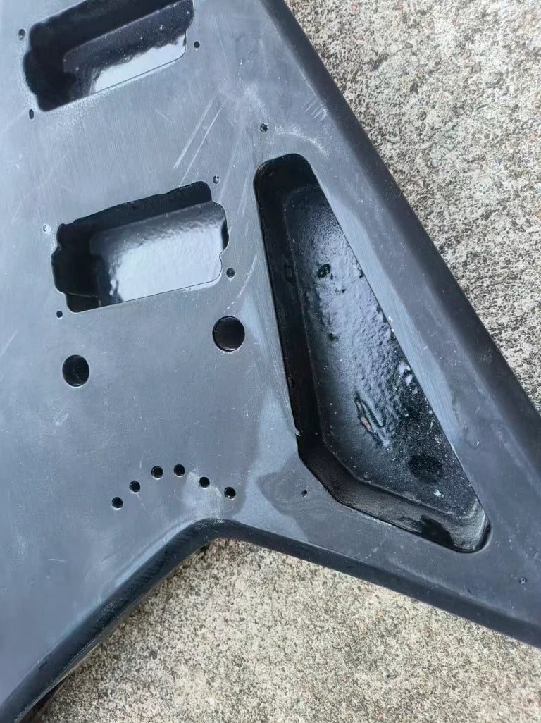 Black HH Guitar Solid Body For Flying V Guitars, String Through Bridge