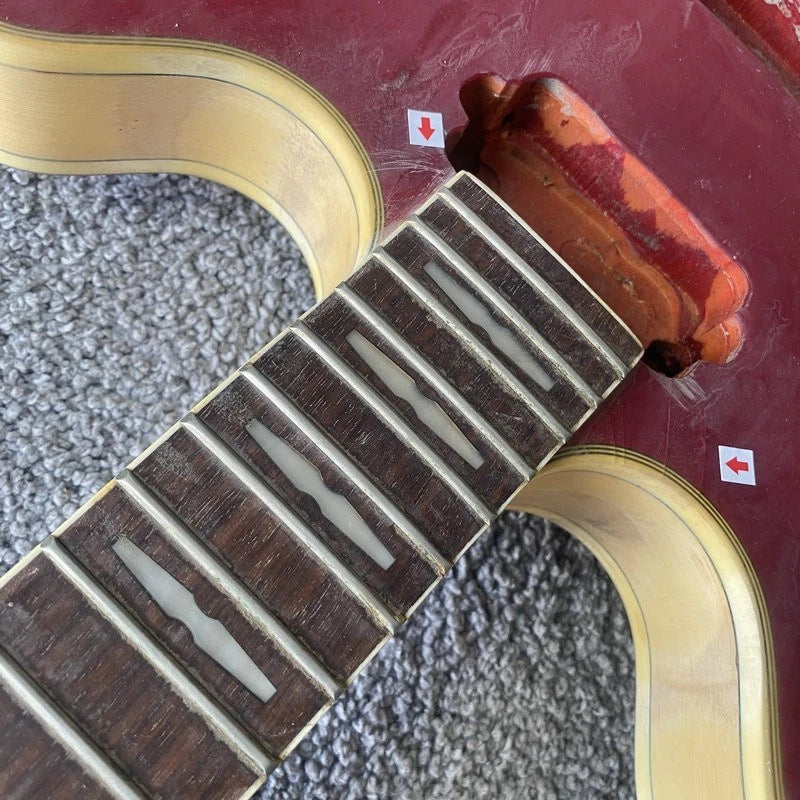 Red Semi Hollow Jazz Guitar Body and Neck, Rosewood Fingerboard