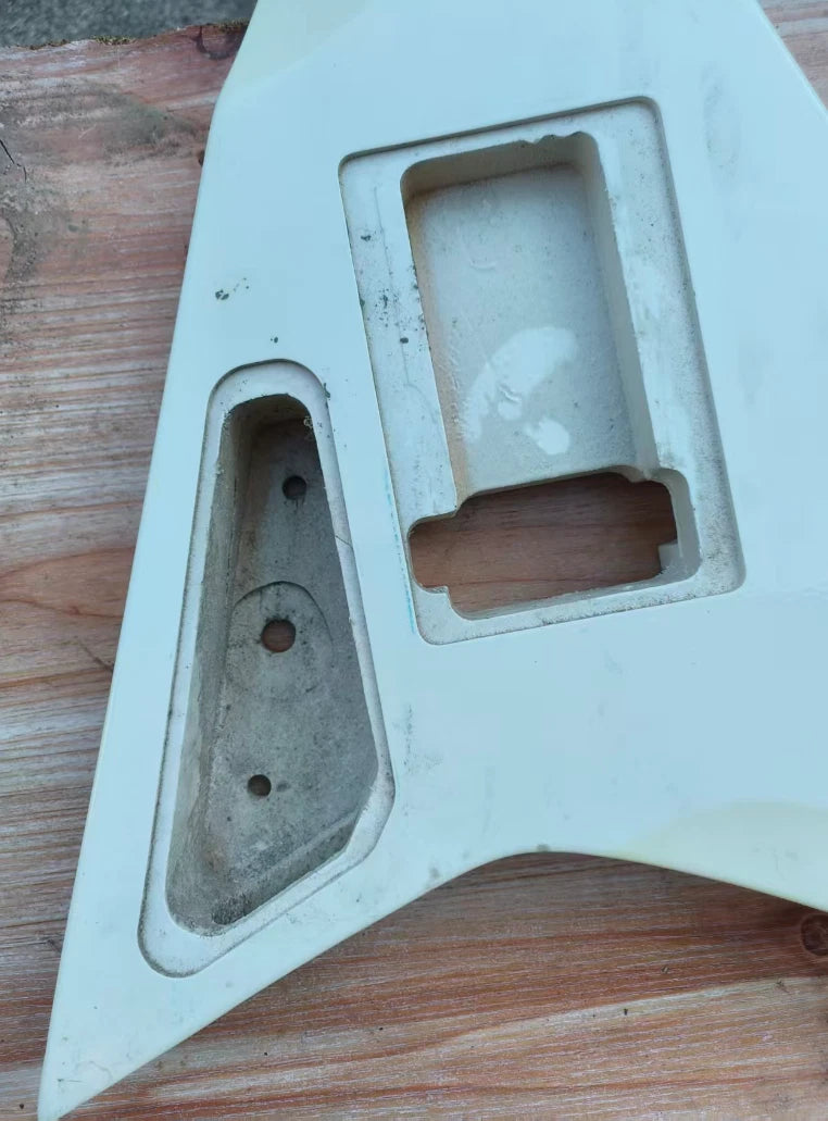 White HH V Shaped Guitar Body DIY Project Fit Flying V