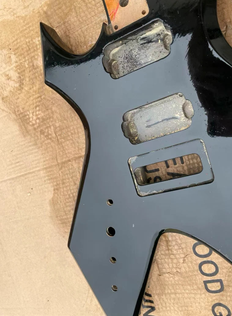 Glossy Black Left Handed HH Guitar Body For Warlock DIY Project