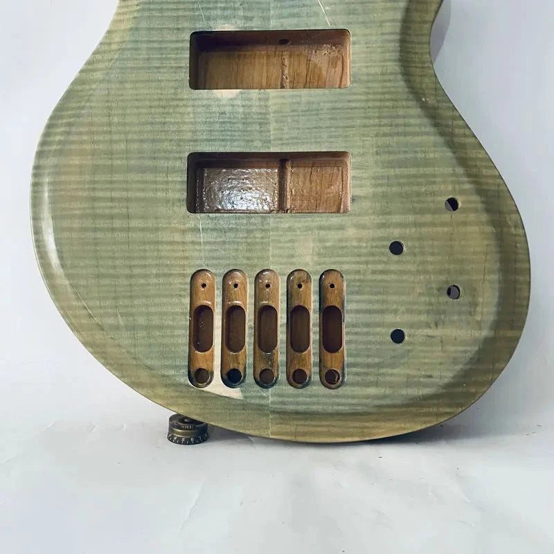 Tiger Maple Top 5 String Electric Bass Solid Alder Wood Body DIY Project