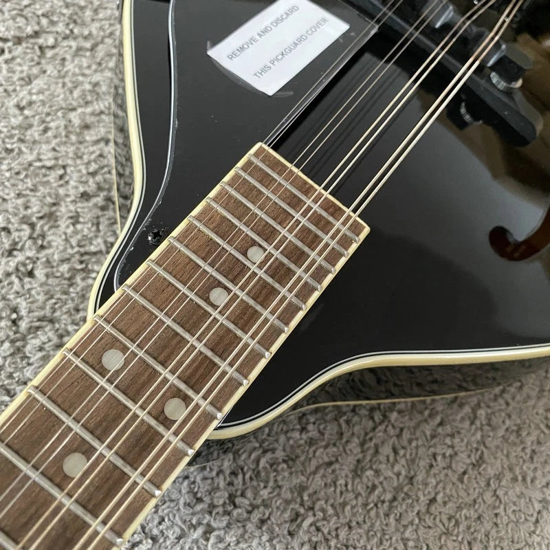 Black 8 String Mandolin, Maple Body, Mahogany Neck, Rosewood Fingerboard