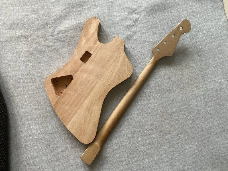 Unfinished 4 String Bass Mahogany Body with Maple Neck DIY Project