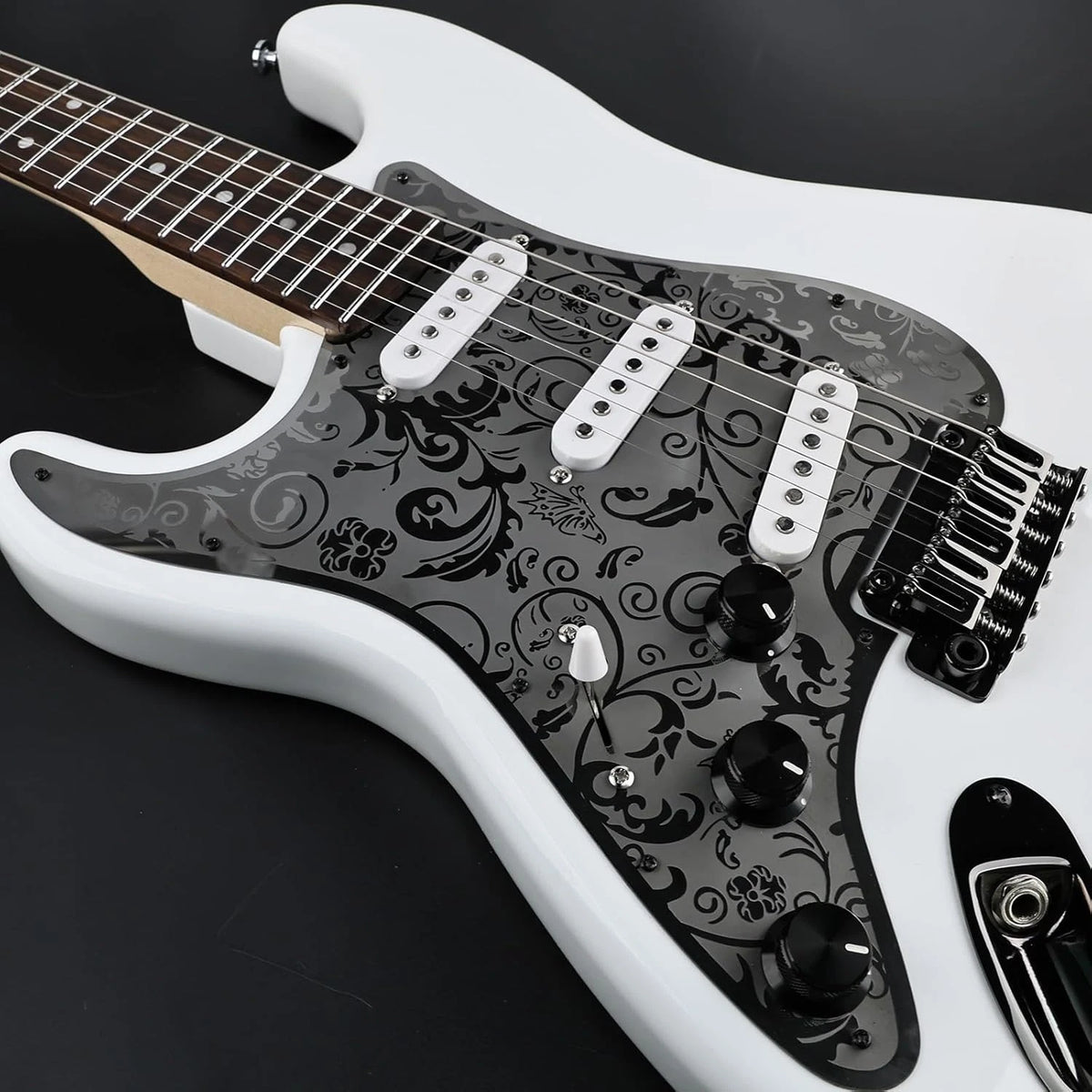 Left Handed Engraved Steel Guitar SSS Pickguard Scratch Plate Fit Stratocaster S