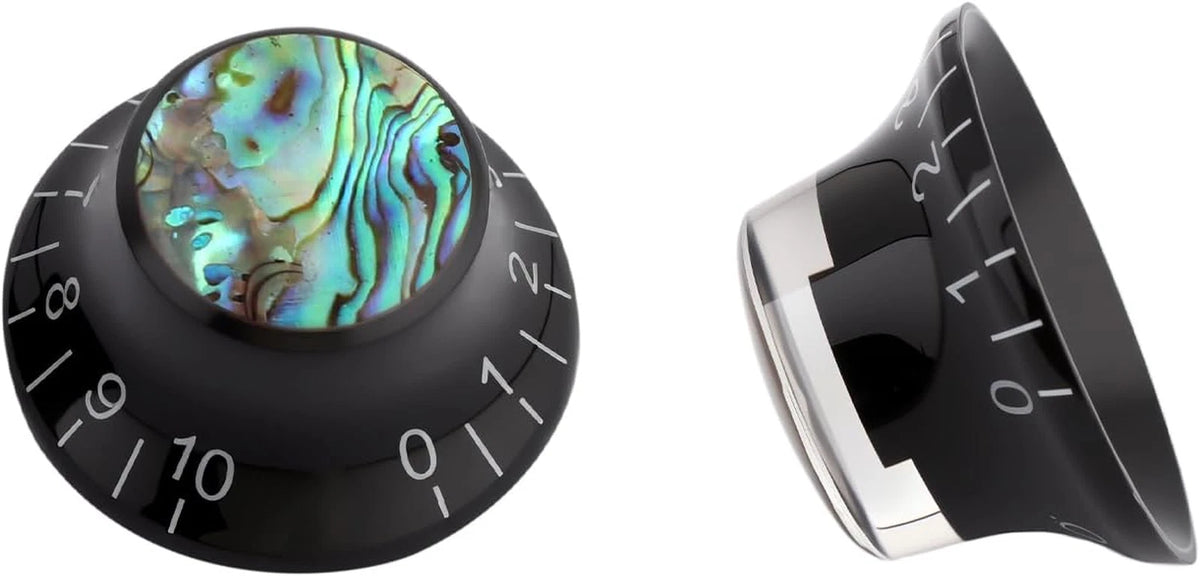 3pcs Black Guitar Abalone Top Volume Tone Control Knobs Fit Stratocaster Strat