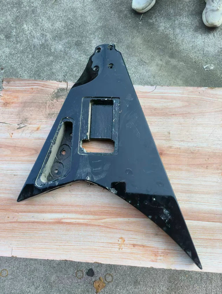 Gloss Black HH Guitar Body, Double Locking Bridge For Flying V DIY Project