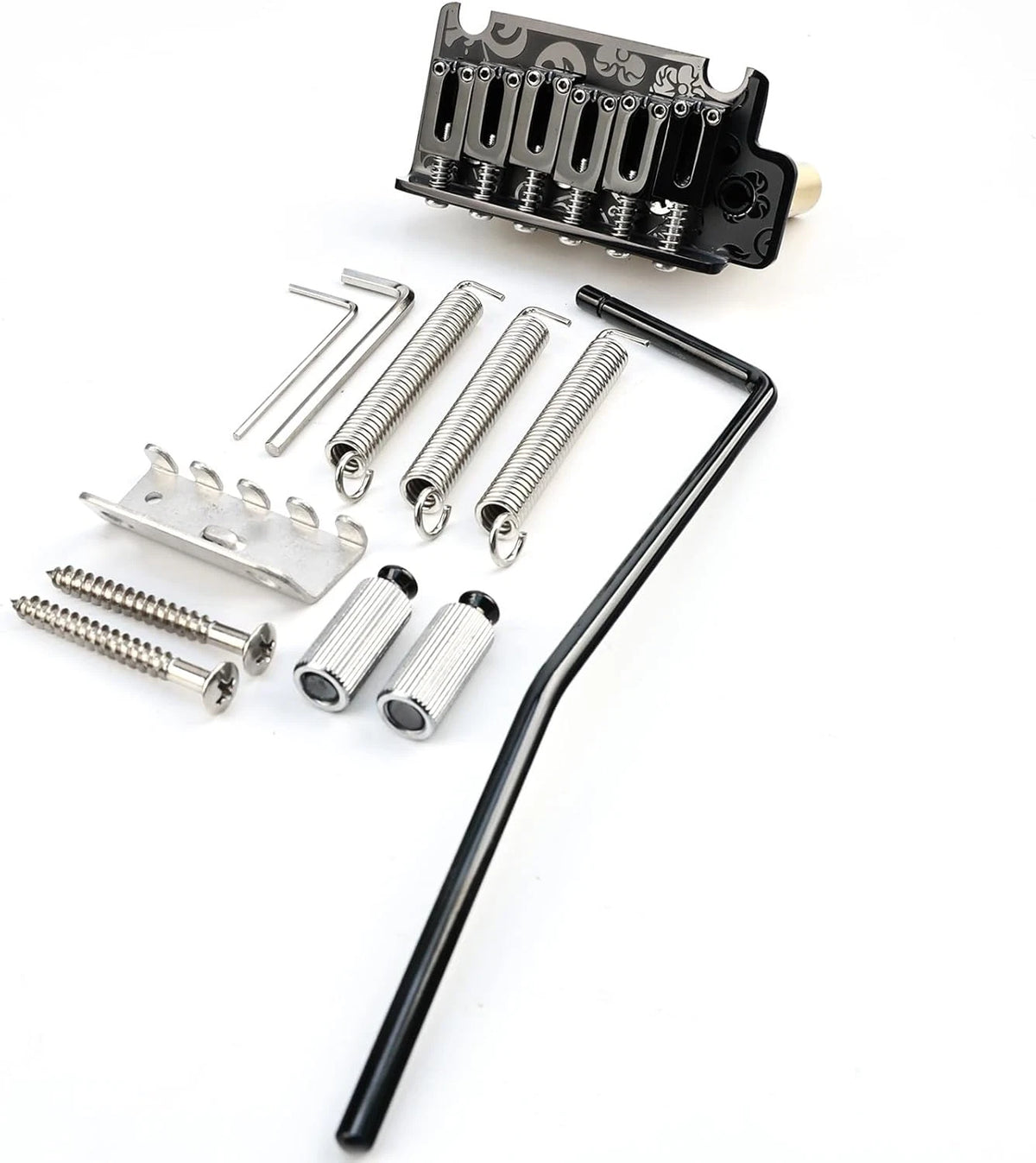 Black Vintage 2 Point Bridge Tremolo, Engraved Top Fit Strat ST