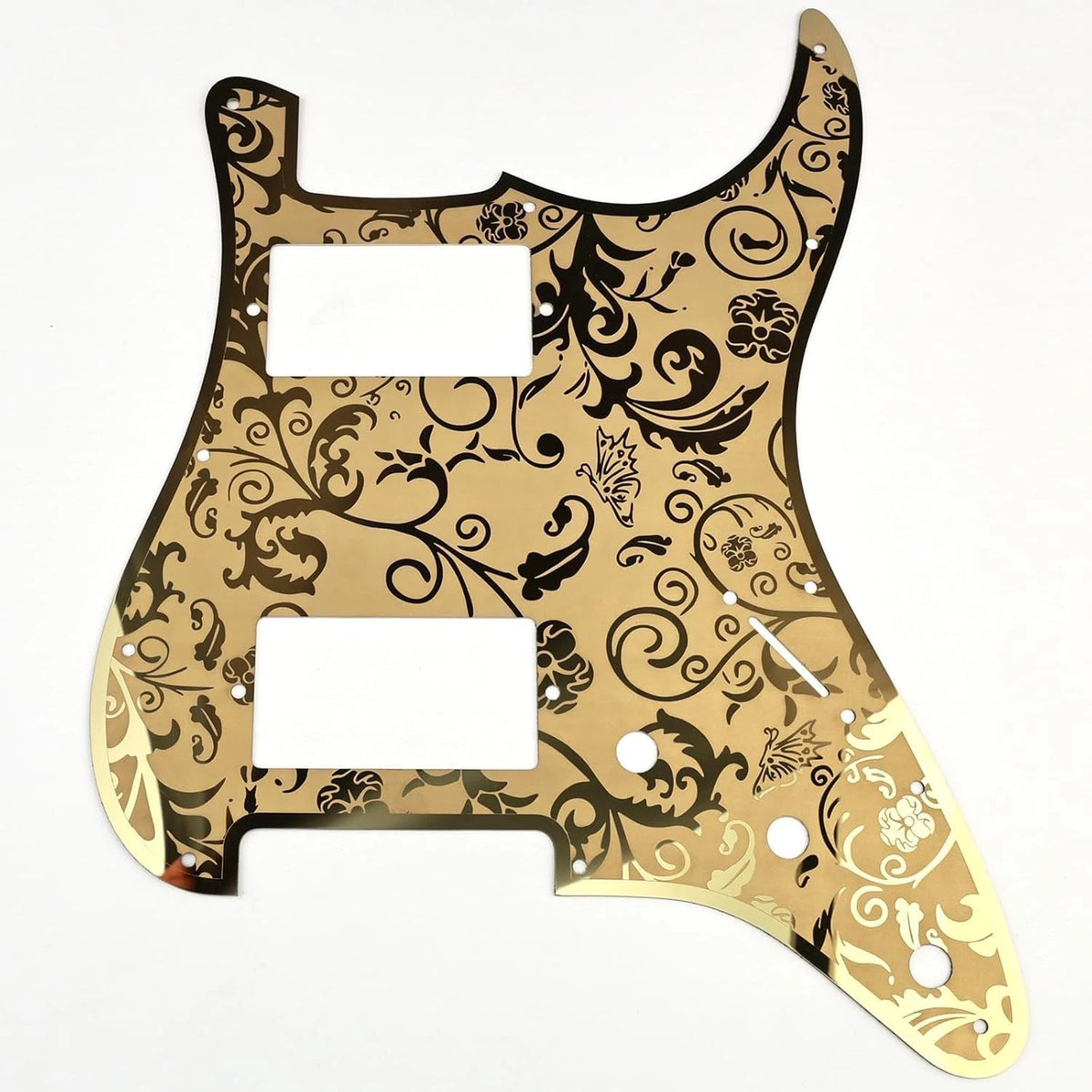 Gold HH Guitar Metal Engraved Pickguard Scratch Plate Fit Strat ST