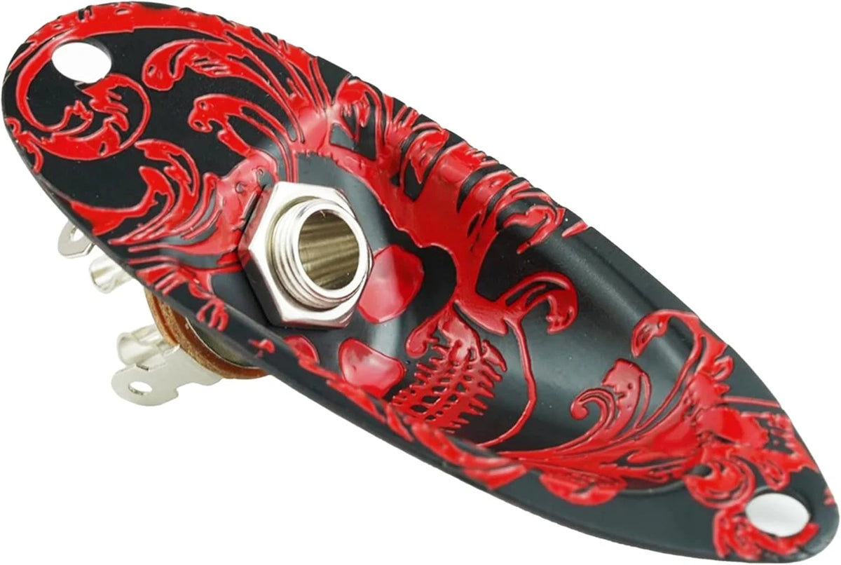 Red SkullHead Top Guitar Jack Plate Socket Fit Stratocaster Strat