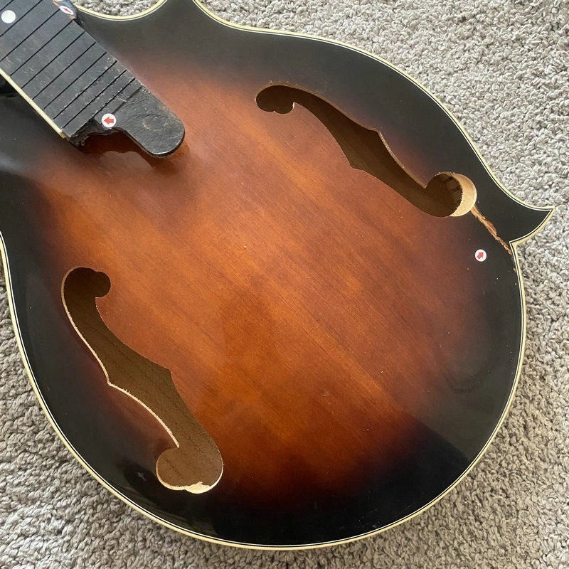 Sunburst Mahogany Wood 8 String Mandolin Body, Ebony Fingerboard Neck