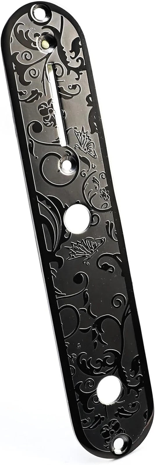 Black Engraved Steel Guitar Control Plate Panel Fit Telecaster Tele