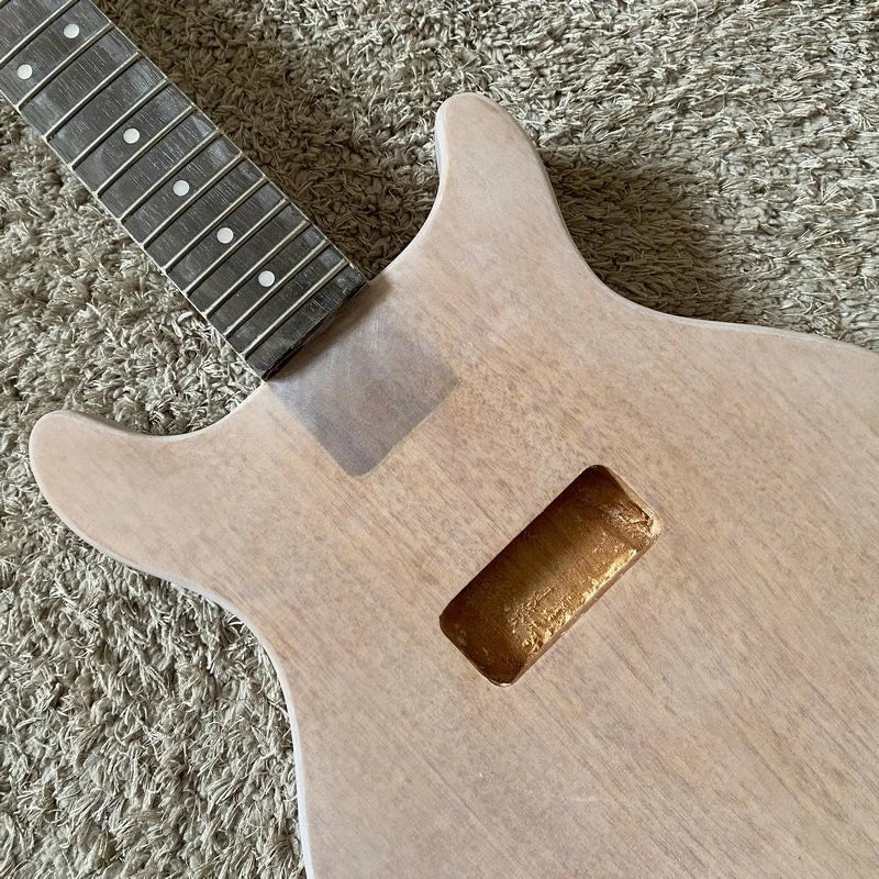 Mahogany Wood DIY Project Guitar Body Neck, Rosewood Fretboard