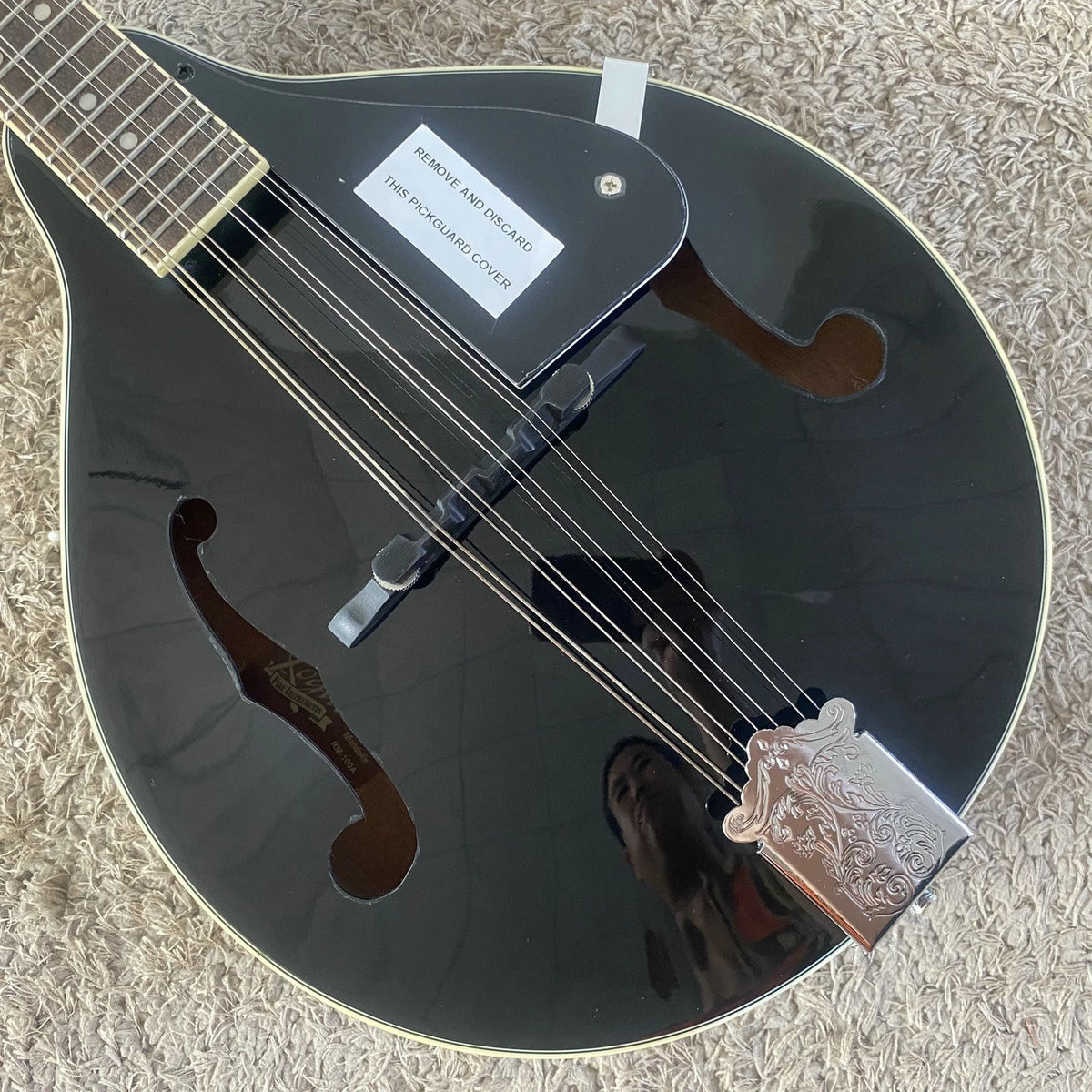 Black 8 String Mandolin, Mahogany Neck, Rosewood Fingerboard 20 Frets
