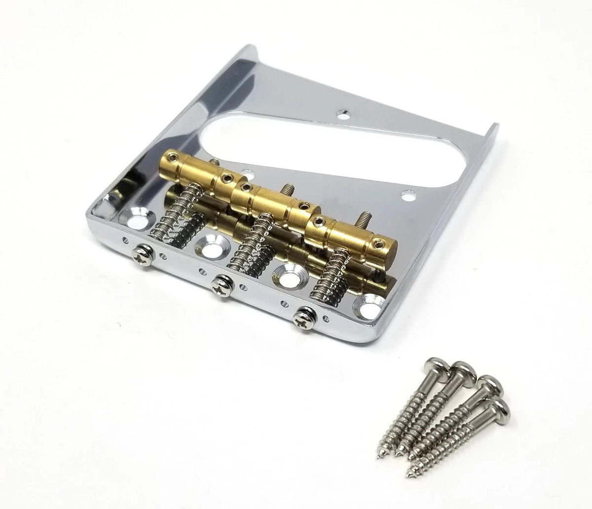 Chrome Left Handed Guitar Ashtray Bridge Brass Saddles Fit Telecaster Tele