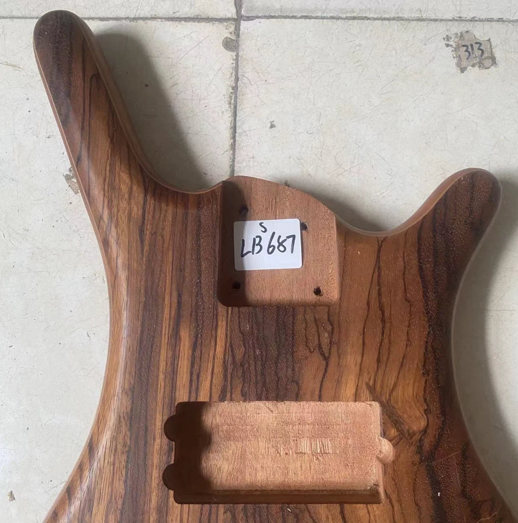 Zebra Wood Top Custom DIY Project Bass Guitar Mahogany Body