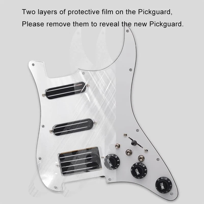 HSS White Guitar Loaded Prewired Pickguard, Dual Blades Pickups Fit Strat ST