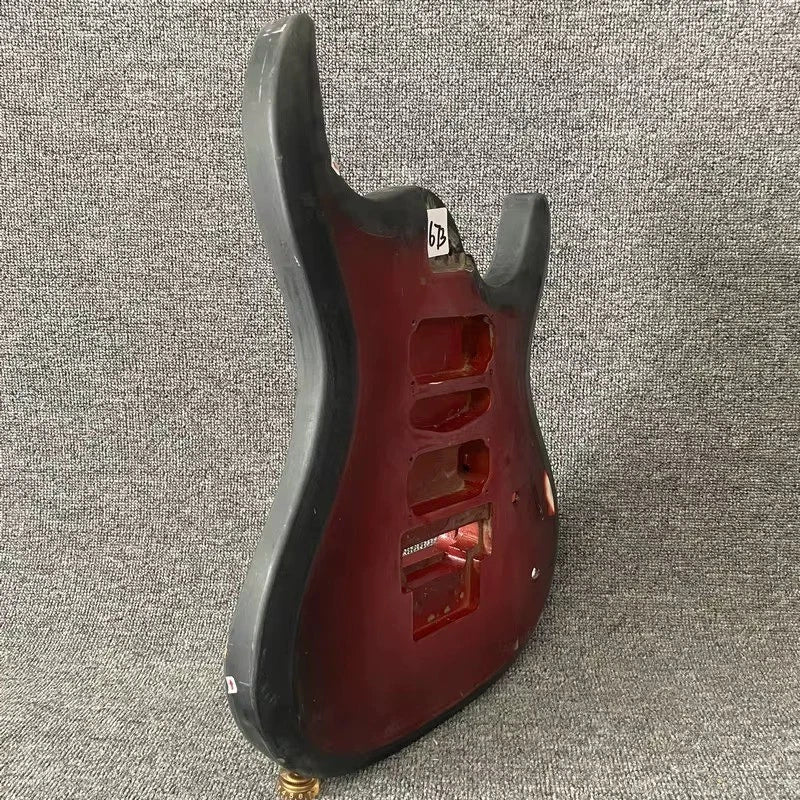 Red HSH Electric Guitar Body, Double Locking Bridge Routing