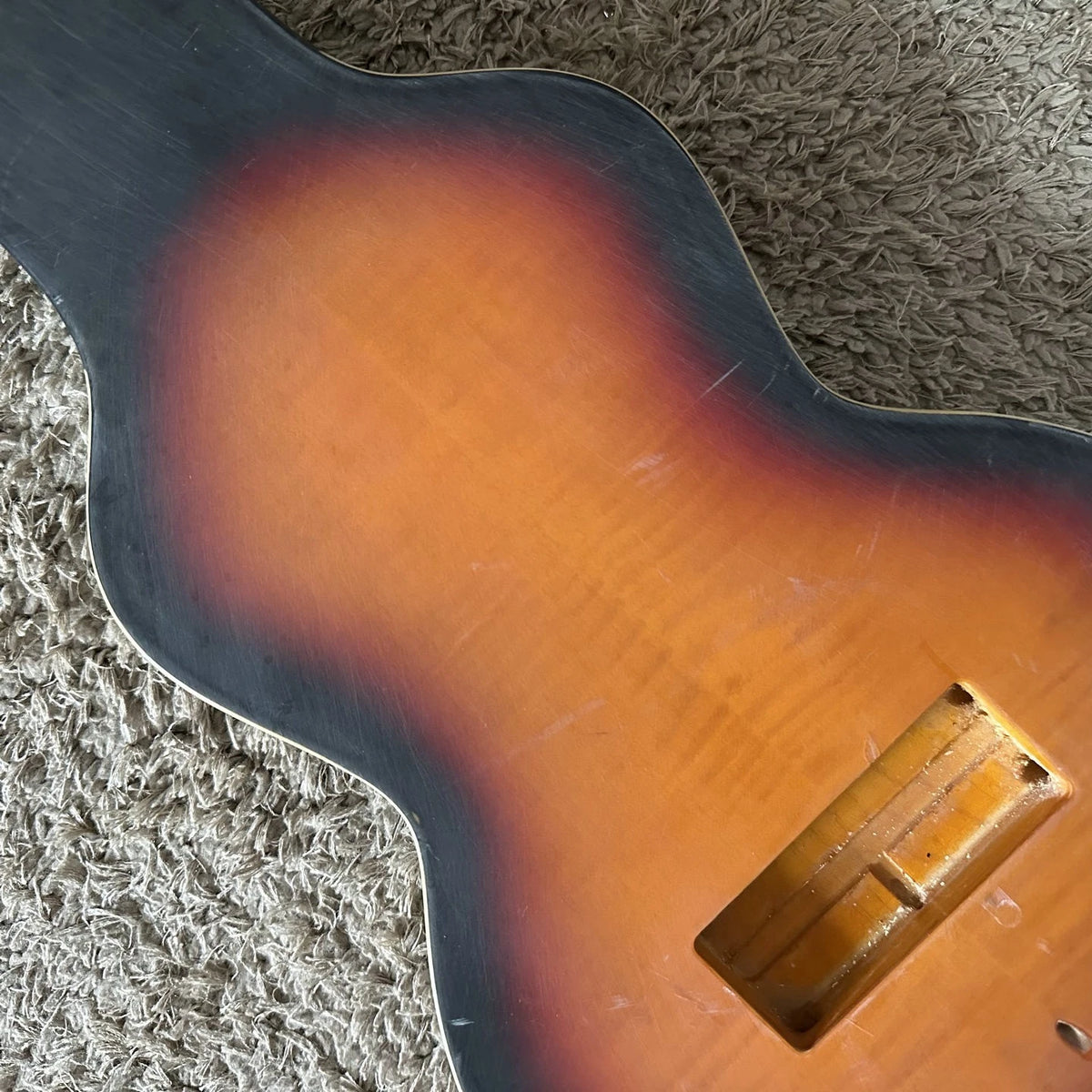 Hawaiian Slide Electric Guitar DIY Project, Tiger Maple Sunset Finish