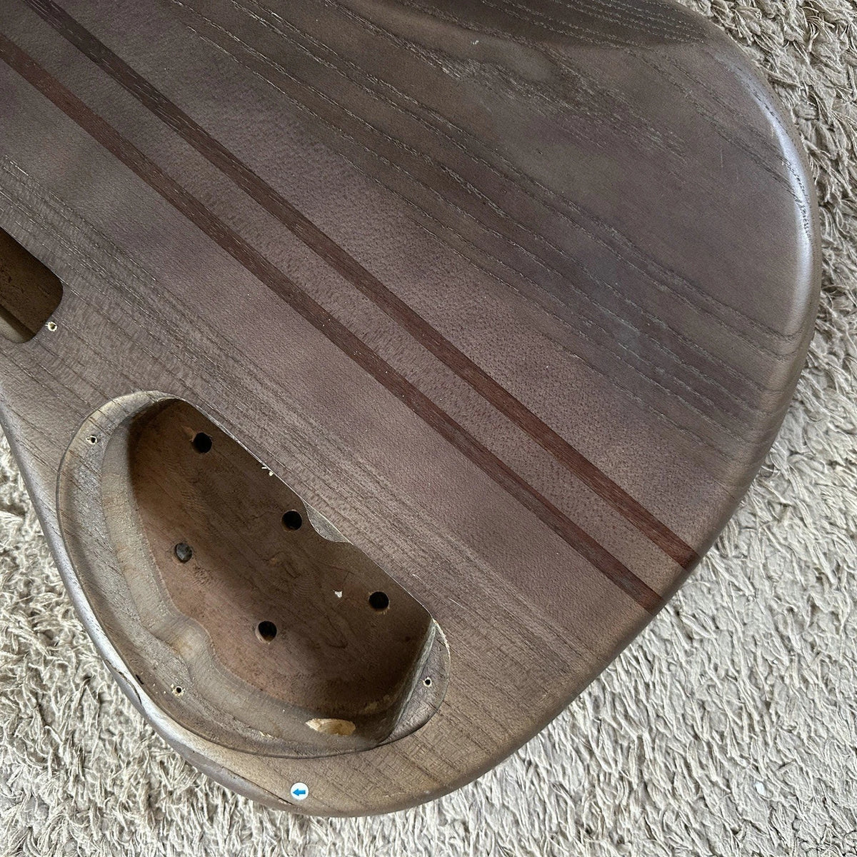 4-String Bass Guitar Neck, Alder Swamp Wood, 24-Fret Semi-Finished, Neck Through