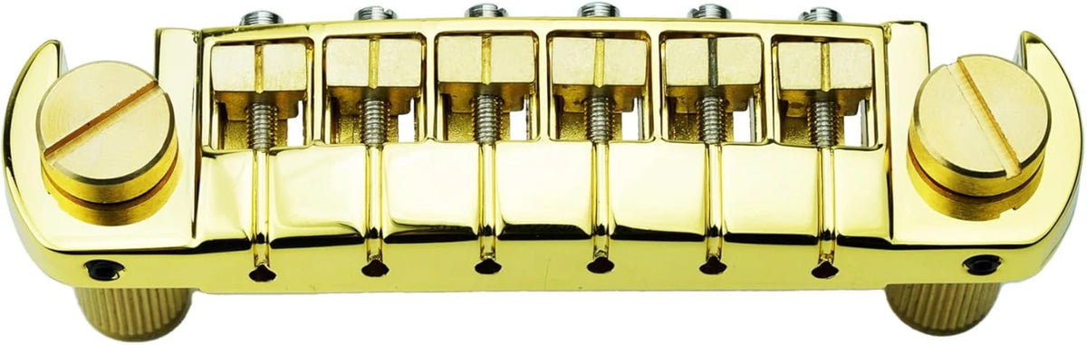 Gold Adjustable Wraparound Bridge Tailpiece with Brass Saddles Fit PRS