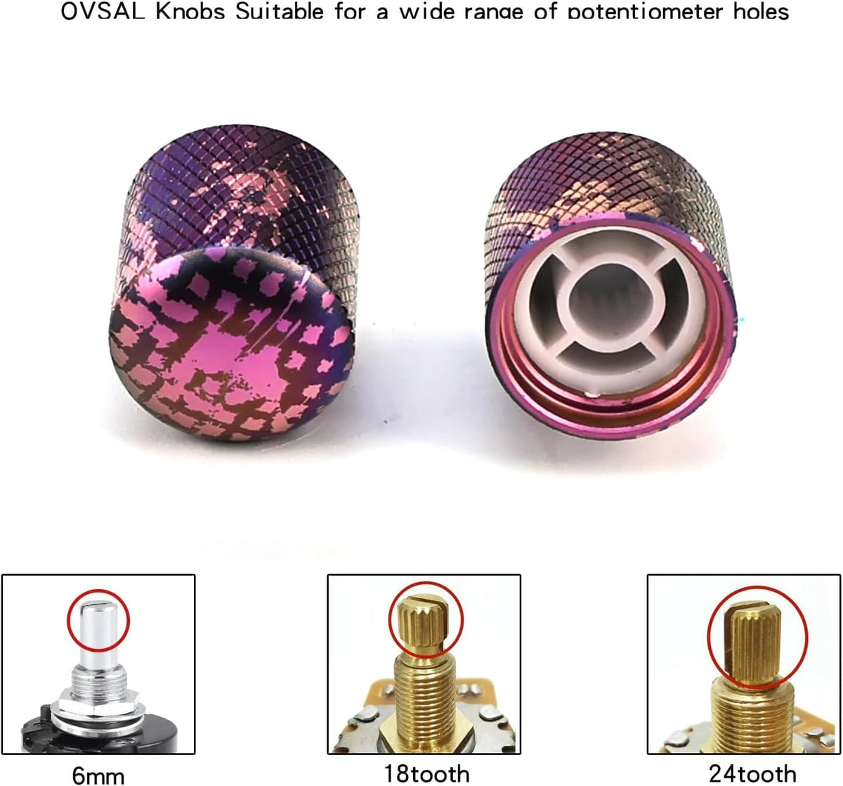 2pcs Titanium Purple Guitar Bass Cntrol Knobs Fit MusicMan,Lakla<wbr/>nd,Dean,ESP LTD