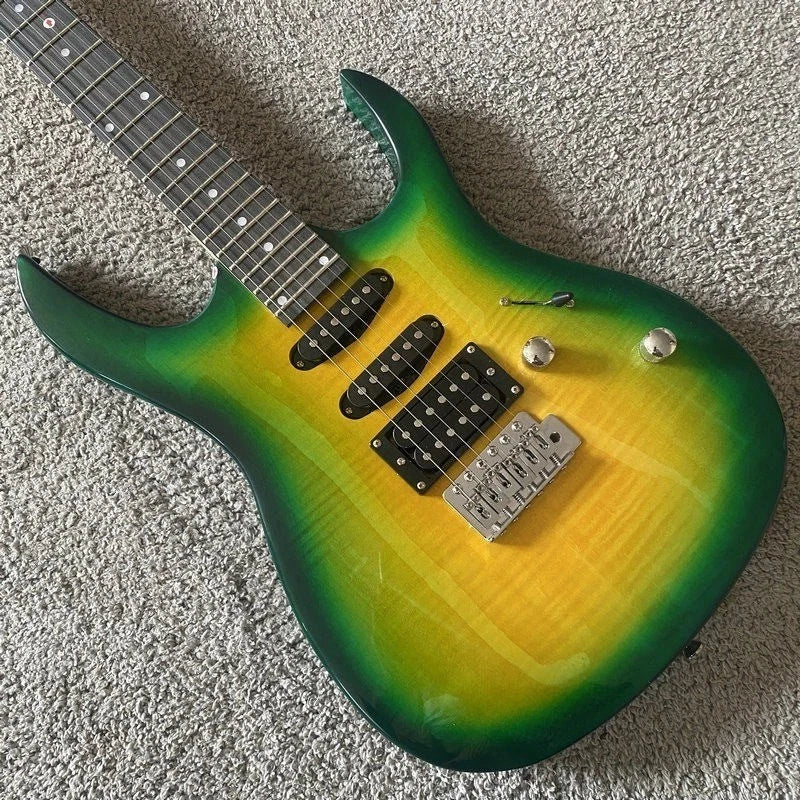 Transparent Green Superstrat Electric Guitar, Basswood Body, Maple Neck Rosewood