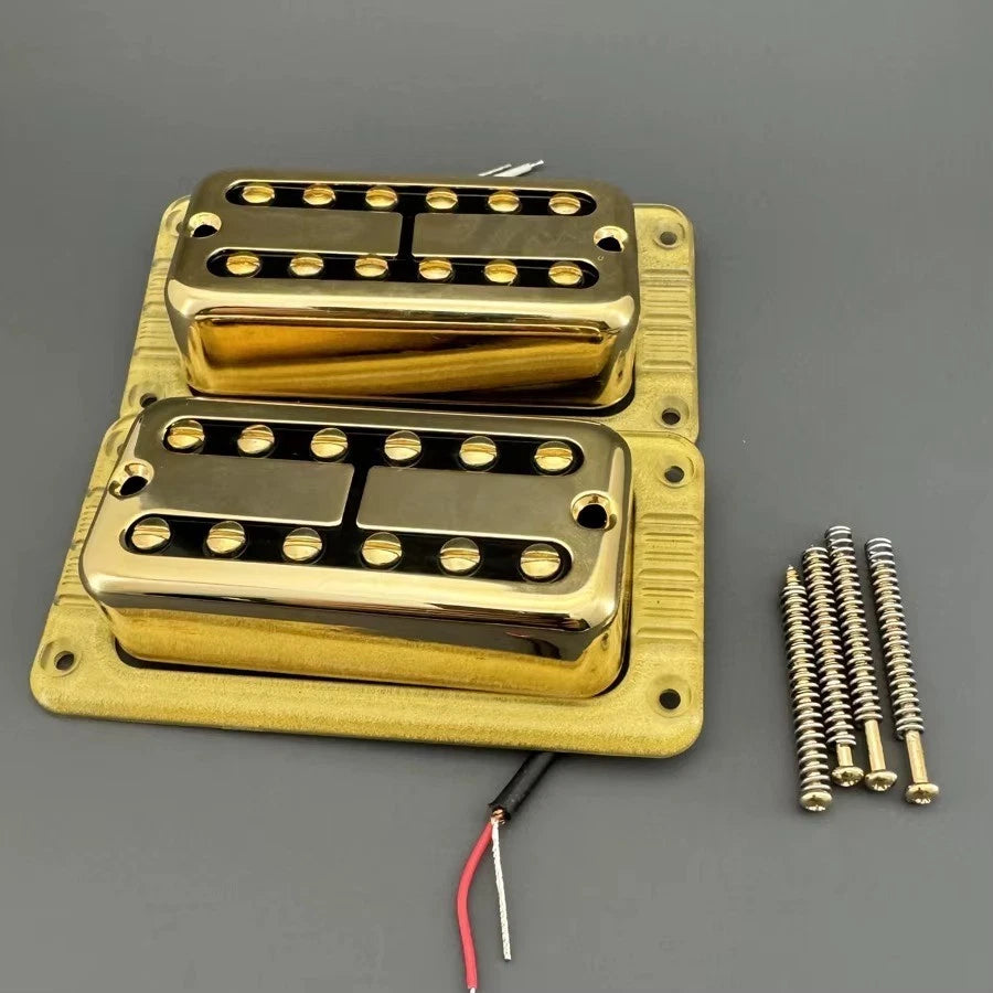 Guitar Pickups Neck and Bridge Set, Gold Cover Fit FilterTron