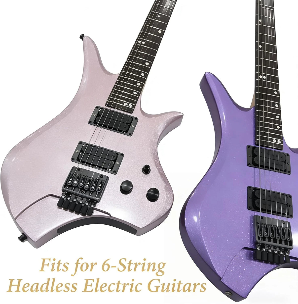 6 String Headless Guitar Fixed Bridge System in Black