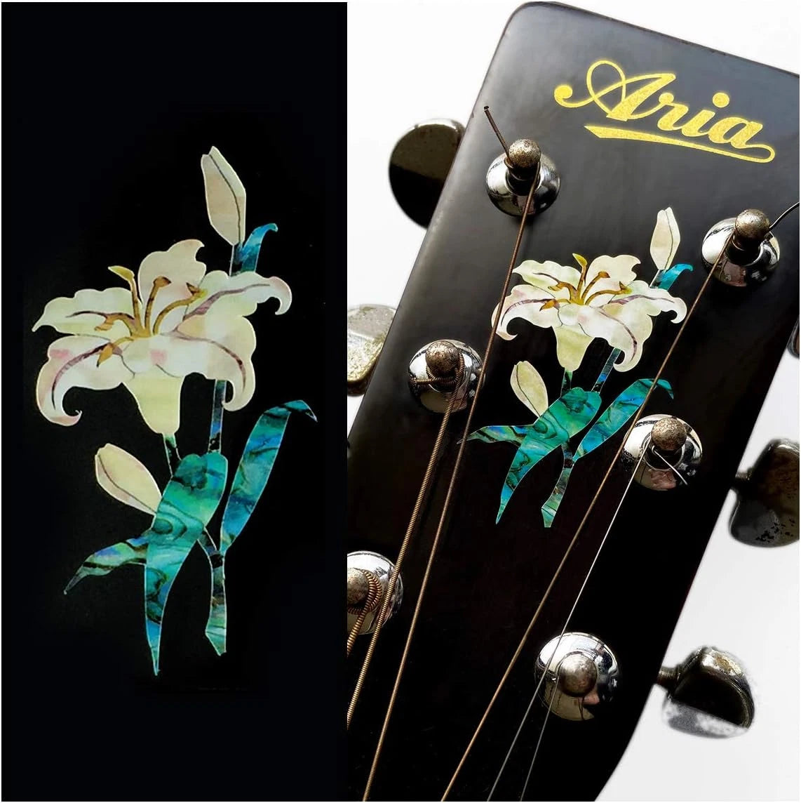 Flower Abalone Guitar Decal Headstock Inlay Stickers