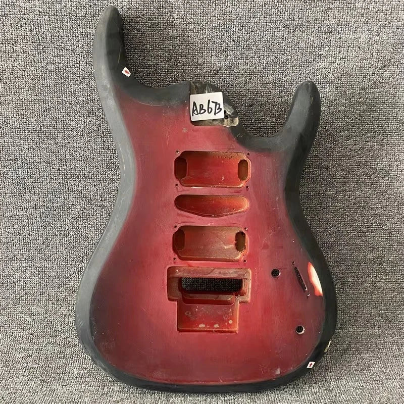 Red HSH Electric Guitar Body, Double Locking Bridge Routing