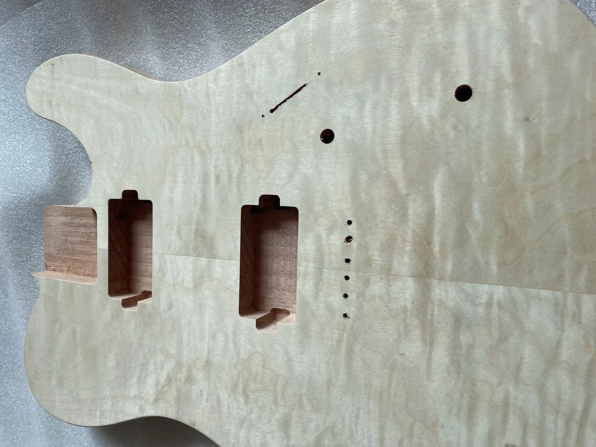 HH Unfinished Mahogany Guitar Body with Quilted Maple Top For Telecaster Tele