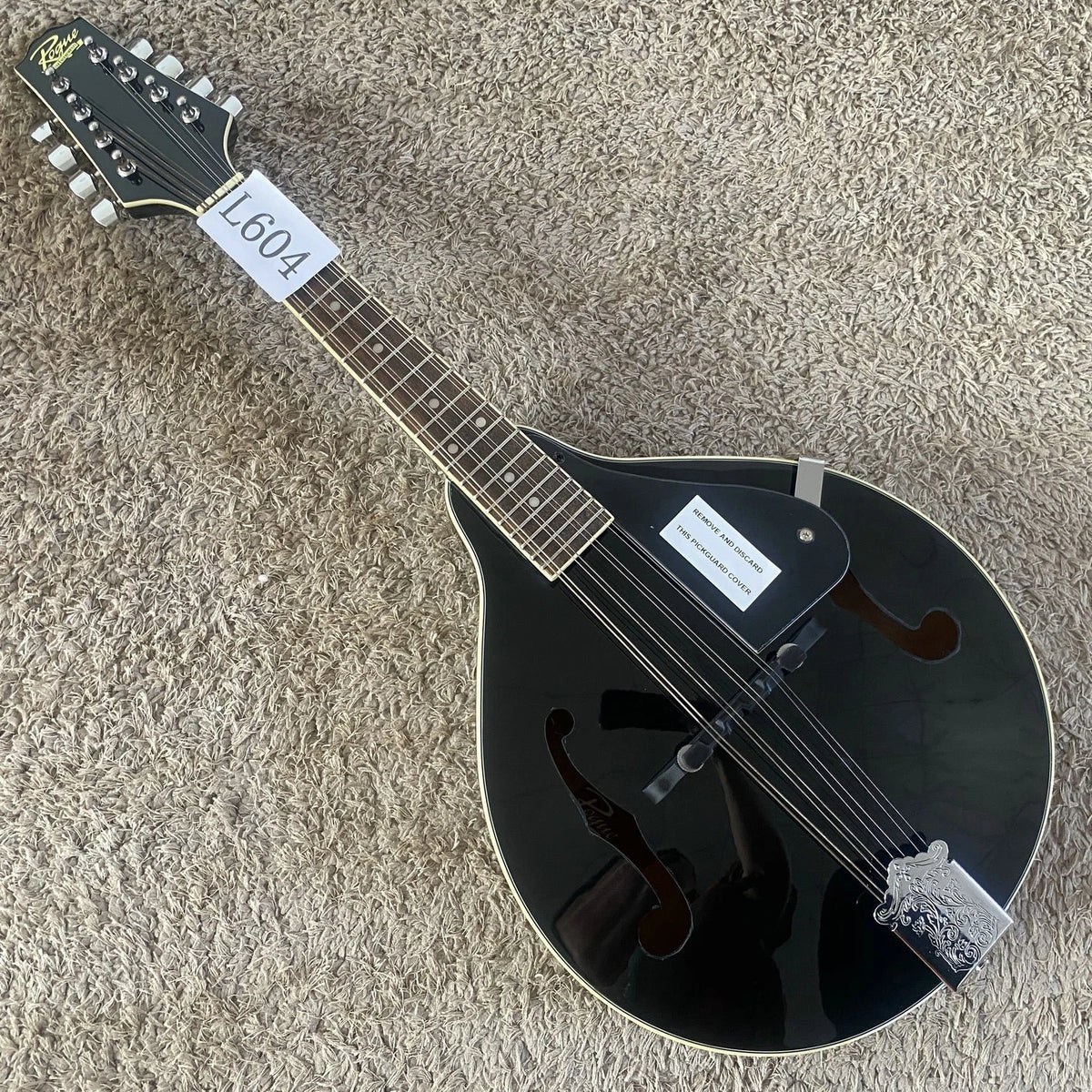 Black 8 String Mandolin, Mahogany Neck, Rosewood Fingerboard 20 Frets