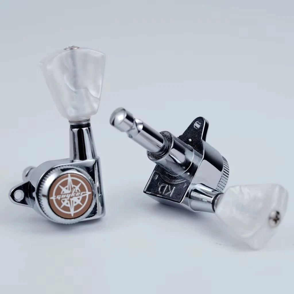 Chrome 3R3L Locking Guitar Tuners Machine Heads with Pearloid Buttons
