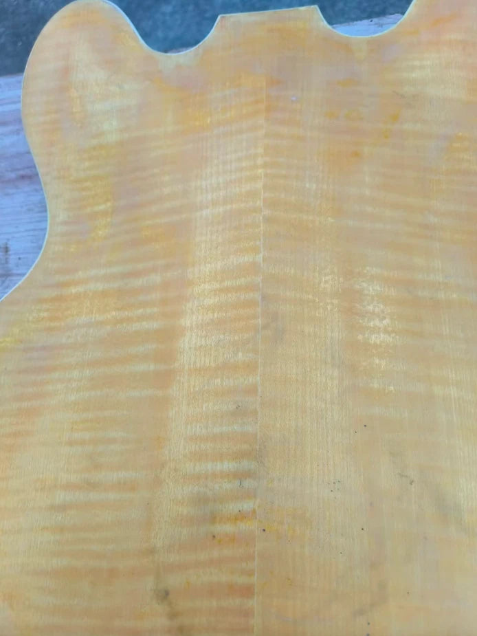 Yellow HH Tiger Maple Top Semi Hollow Jazz Guitar Body DIY Project