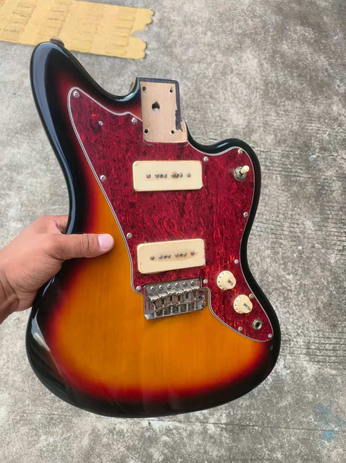 Tobacco Burst Poplar Guitar Body, Pickups, Wiring DIY Project Fit Jazzmaster