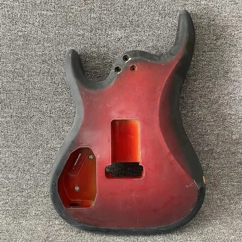 Red HSH Electric Guitar Body, Double Locking Bridge Routing