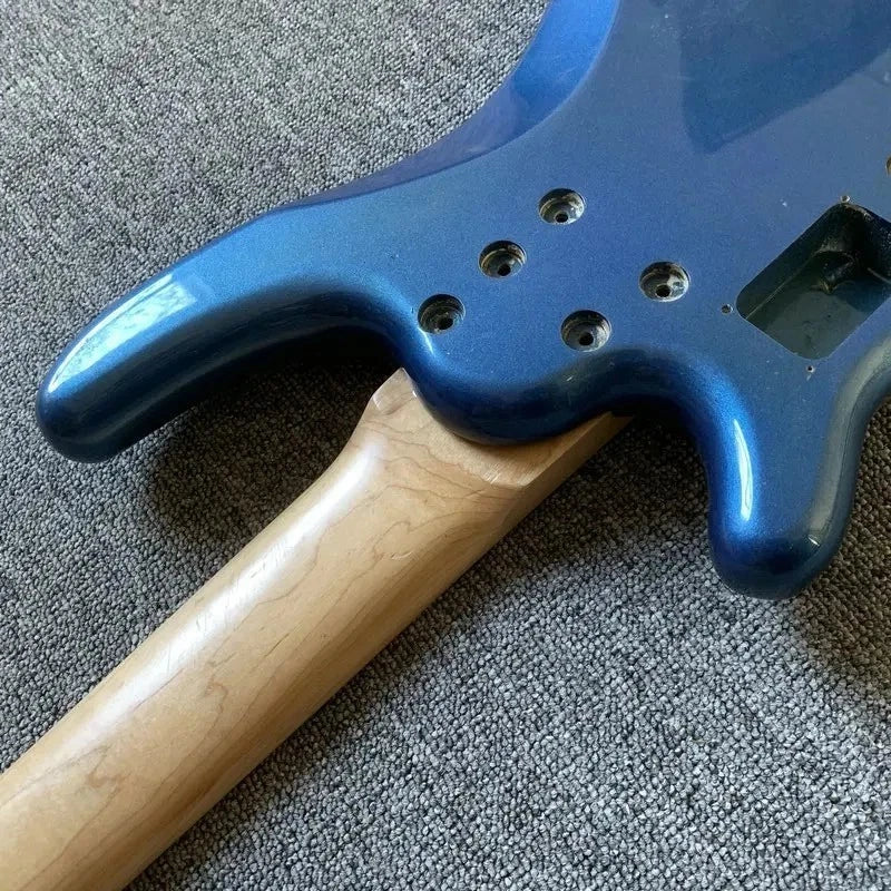 Blue Basswood 5 String Bass Body with Maple Neck