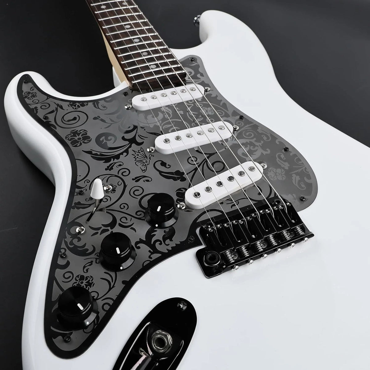 Left Handed Engraved Steel Guitar SSS Pickguard Scratch Plate Fit Stratocaster S