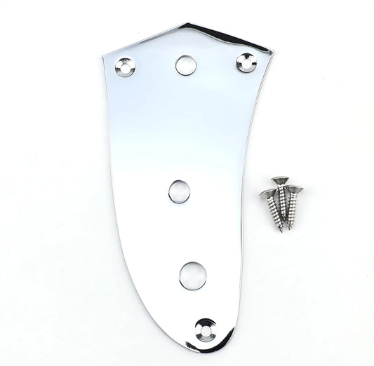 Chrome Metal Guitar Bottom Control Plate with Mounting Screws Fit Jaguar Guitars