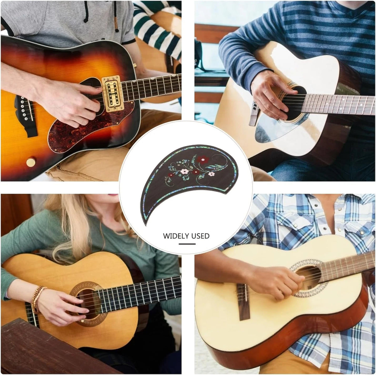 Wood Color Acoustic Guitar Pickguard with Abalone Inlay Top Roses
