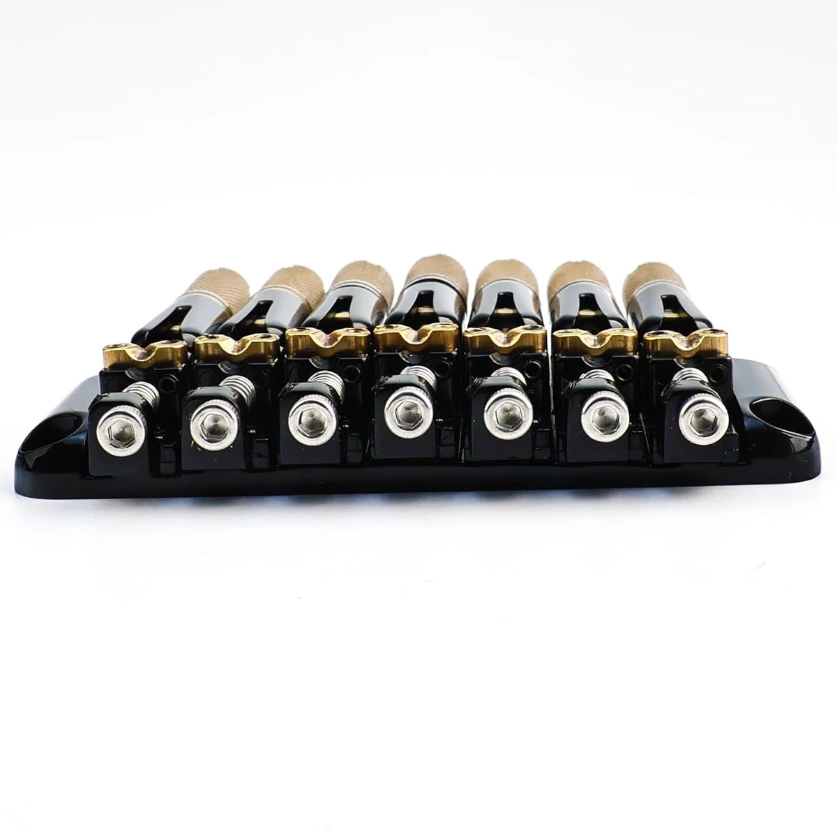 Black 7 String Headless Guitar Bridge System with Brass Saddles