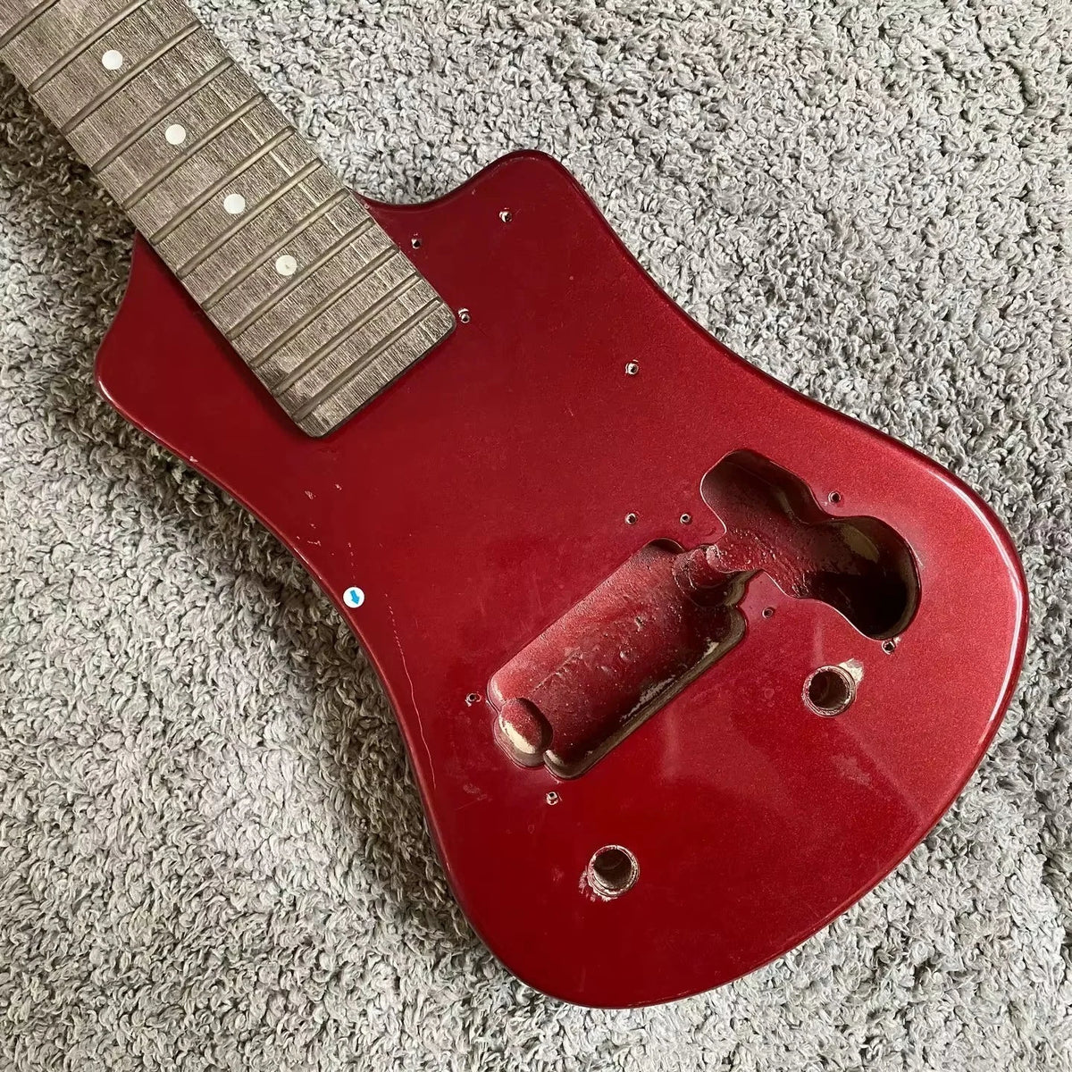 Red Mini Electric Guitar Kit, 24-Fret Reverse-Headst<wbr/>ock DIY Project