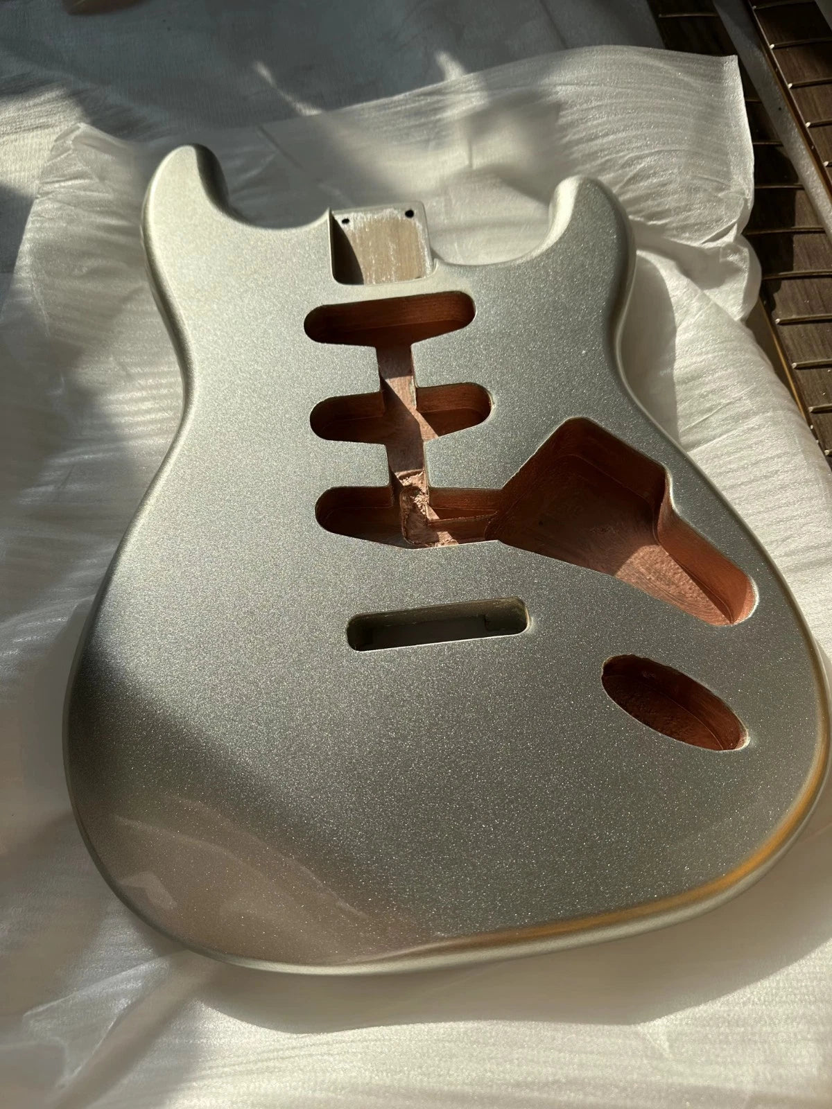 Metallic Silver Alder Wood Guitar Body Fit ST