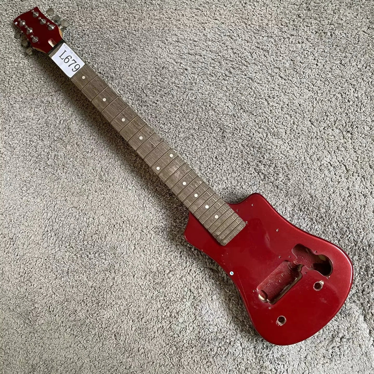 Red Mini Electric Guitar Kit, 24-Fret Reverse-Headst<wbr/>ock DIY Project