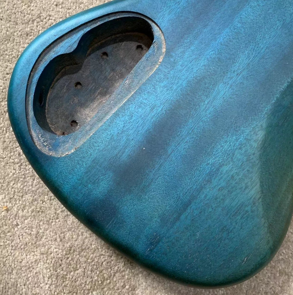 Tiger Maple Top Blue 5/6 String Electric Bass Body DIY Project