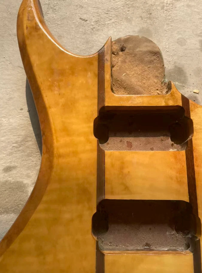 Vintage Mahogany Wood Guitar HH Body with Tiger Maple Fit BICH DIY Project